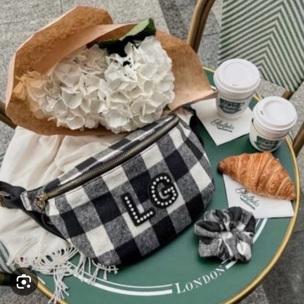 Stoney Clover Lane Black and White Checkered Crossbody Bag - Picture 6 of 8